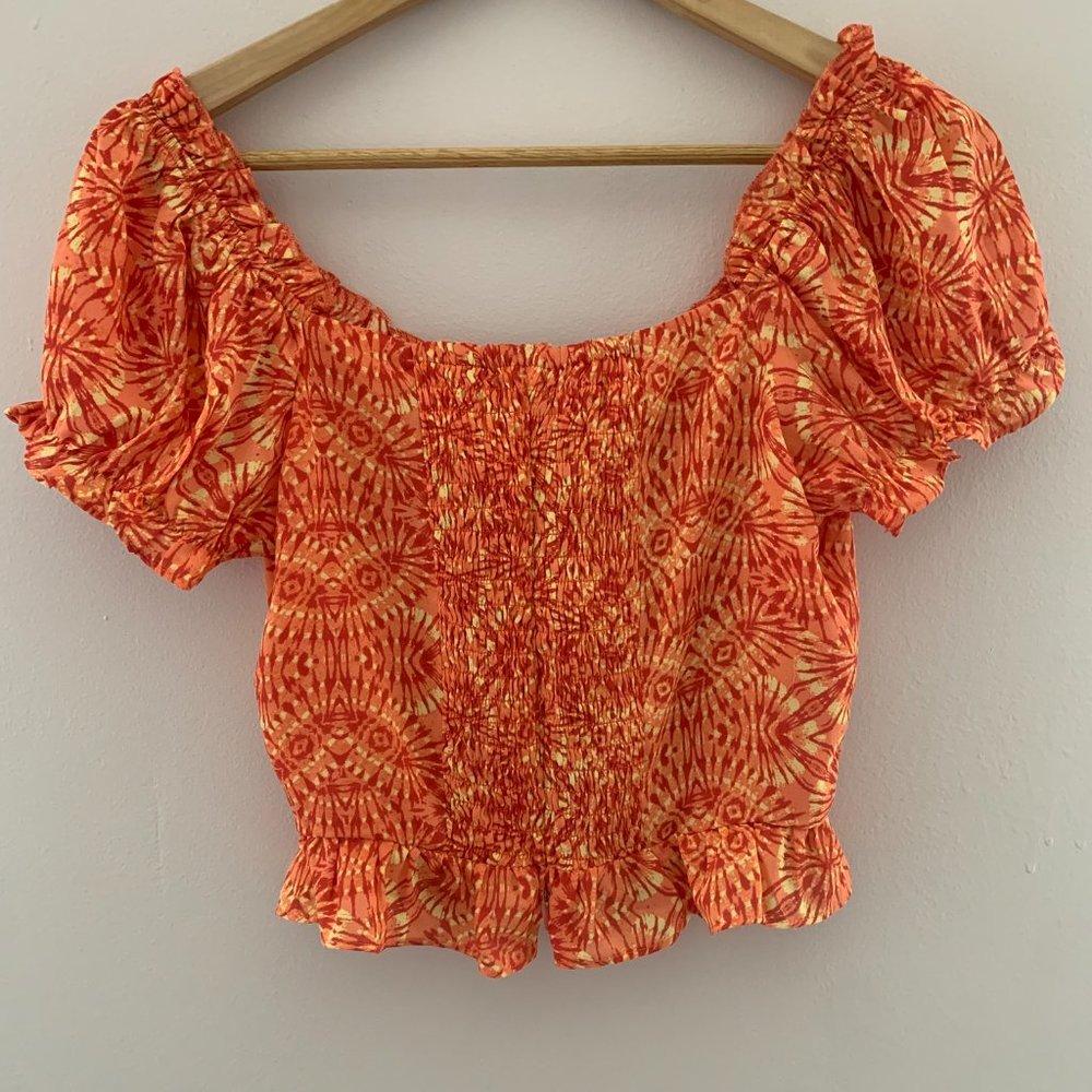 Aqua Lace Up Crop Top Size Small - Picture 5 of 6